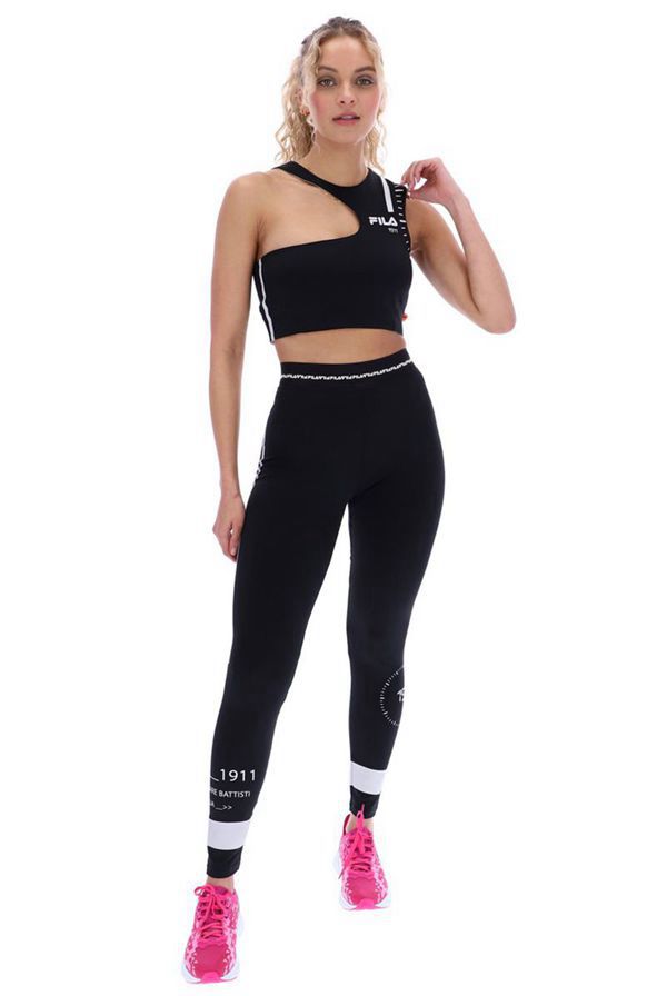 Legging Fila Mulher Pretas - Fila Pam Digit Entry Portugal Lojas,FBQJ-86239